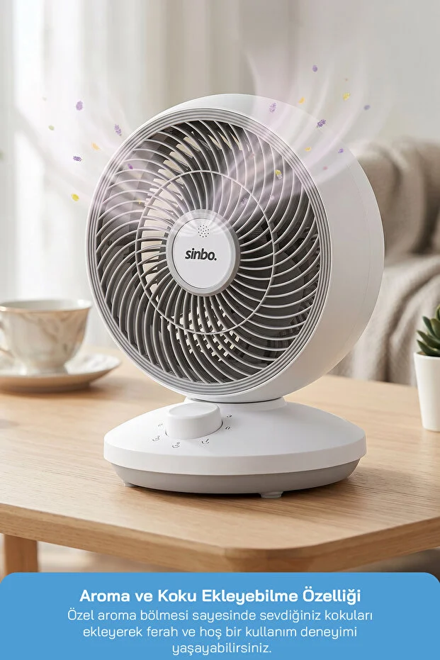 SF-7701 Sessiz Mini Vantilatör Aroma Terapi Koku Yuvalı Otomatik Salınımlı Masaüstü Fan
